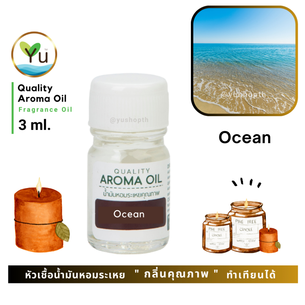3 ml. กลิ่น Ocean (โอเชี่ยน)  หัวเชื้อน้ำมันหอมระเหย กลิ่นคุณภาพ | Quality Aroma Oil