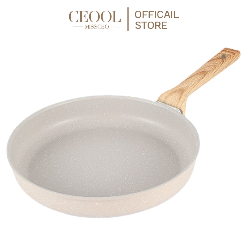 CEOOL กระทะ กระทะเคลือบหินอ่อน กระทะหินอ่อน ขนาด 22cm ไม่ติดกระทะ ทำความสะอาดง่าย ใช้ได้กับเตาทุกประเภท