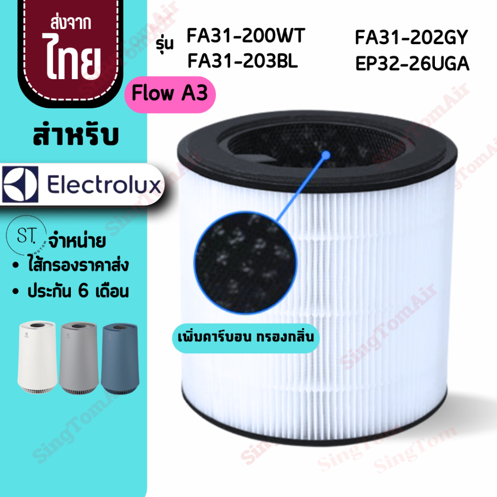 Flow A3 ไส้กรองอากาศ สำหรับ Electrolux อิเล็กทรอลักซ์ FA31-200WT FA31-202GY FA31-203BL