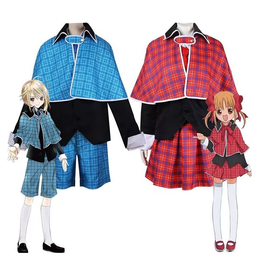 อะนิเมะ shugo chara yuiki yaya ace hofri tadase กษัตริย์ของเก้าอี้ suma kuukai คอสเพลย์สีแดงชุดนักเรียนสีฟ้า