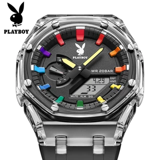 PLAYBOY สปอตสินค้า นาฬิกาผู้ชาย ยาง สายนาฬิกา กันน้ำ กีฬา หนุ่มสาว แฟชั่น รับประกัน 3 ปี นาฬิกาเดิม 100%