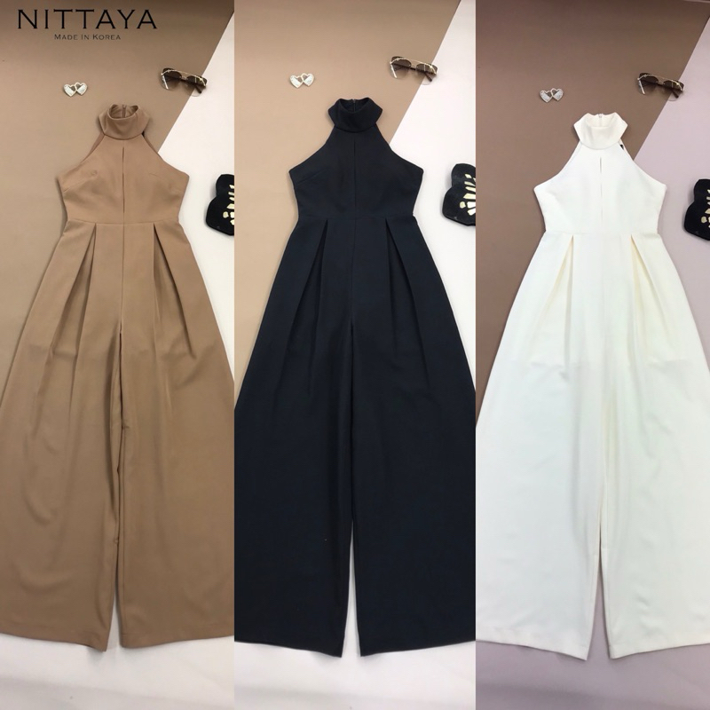 [NITTAYA] D2592 ชุดจั๊มกางเกงขายาวคอเต่าแขนกุดเว้าช่วงอกแต่งซิปซ่อนด้านหลัง เรียบหรูดูแพงผู้ดีใส่ออกงานคาเฟ่ ดินเนอร์