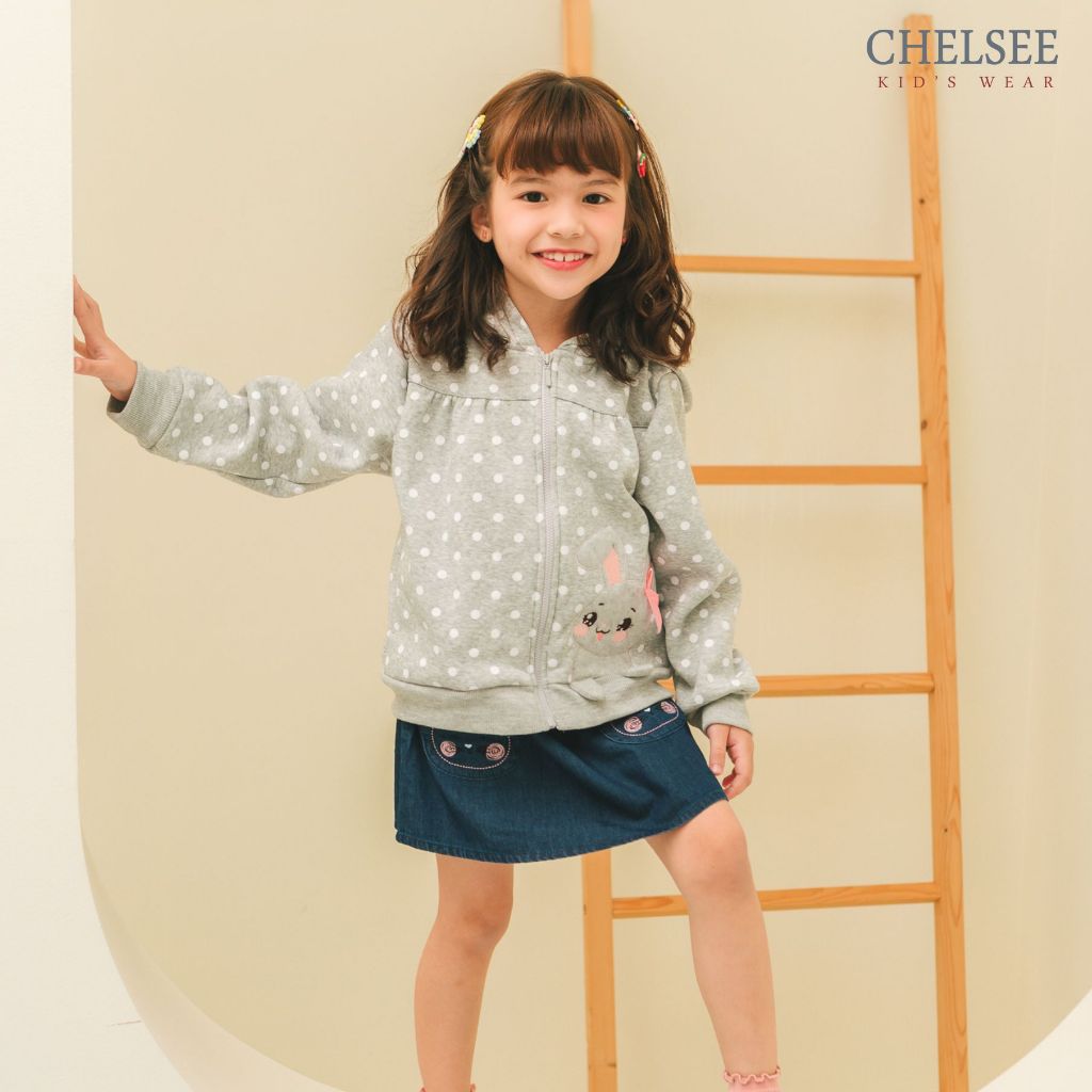 Chelsee เสื้อแจ็คเก็ตฮู้ด แขนยาว ลายกระต่าย มีกระเป๋าข้าง ผ้า POLYSTER เด็กหญิง อายุ 1.5-10ปี เสื้อผ้าเด็กโต รุ่น 238100