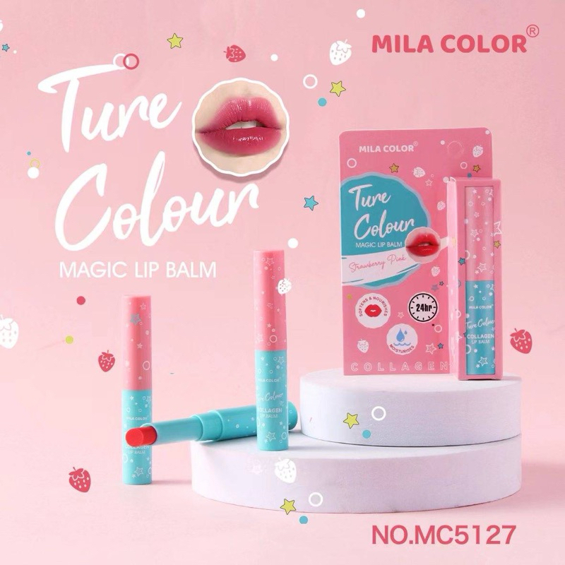 (MC5127) MILA COLOR Magic Lip Balm สี Strawberry Pink ลิปมัน มีสี ให้ความชุ่มชื้น 24 ชม. - รูปที่ 2