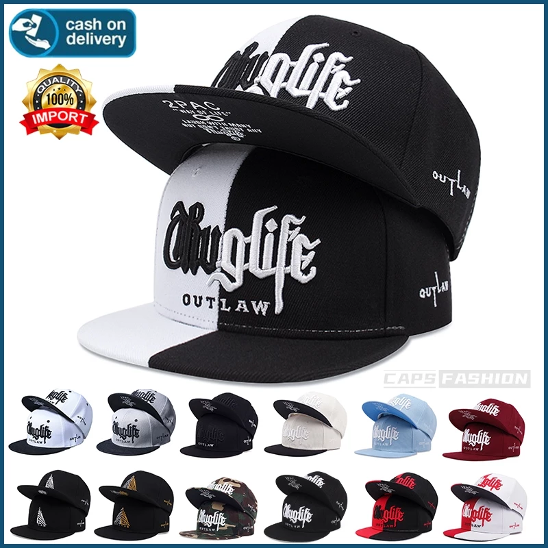 หมวกฮิปฮอป Thug Life งานปักตัวอักษร หมวกบาส หมวกไซส์ใหญ่ ระบายอากาศดี ใส่เที่ยว ปาร์ตี้ หมวกกีฬา ของขวัญวันหยุด