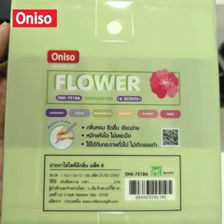 ปากกาเน้นข้อความ Oniso 6 แท่ง มีกลิ่นหอม รุ่น 7218A กลิ่นดอกไม้ / 7218B กลิ่นเบเกอรี่ ไฮไลท์โอนิโซะ