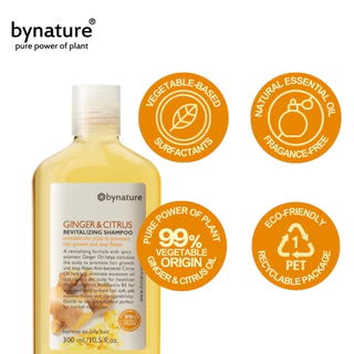 bynature แชมพูขิงและส้ม ลดผมมัน กลิ่นหอมน้ำมันหอมระเหย ปราศจากน้ำหอมสังเคราะห์ Ginger & Citrus Revitalizing Shampoo