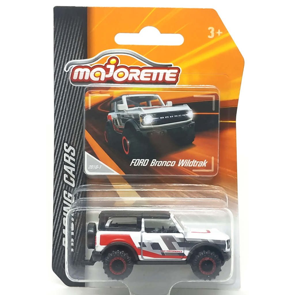 Majorette Ford Bronco Wildtrak - Racing Series สีขาว / แดง / ดำ Scale 1/62 (8cm) package แบบมีการ์ด