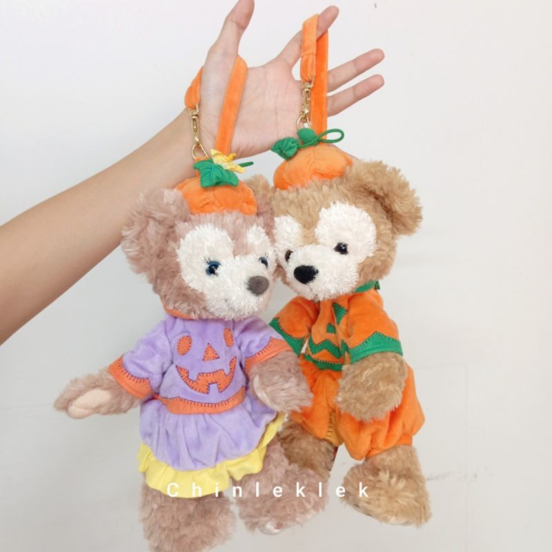 Set.กระเป๋าคู่ตุ๊กตาหมีดัฟฟี่ Duffy Disney ขนาด 8นิ้ว ชุดฟักทองต์สินค้าตู้ญี่ปุ่นมือสองพร้อมส่งค่ะ