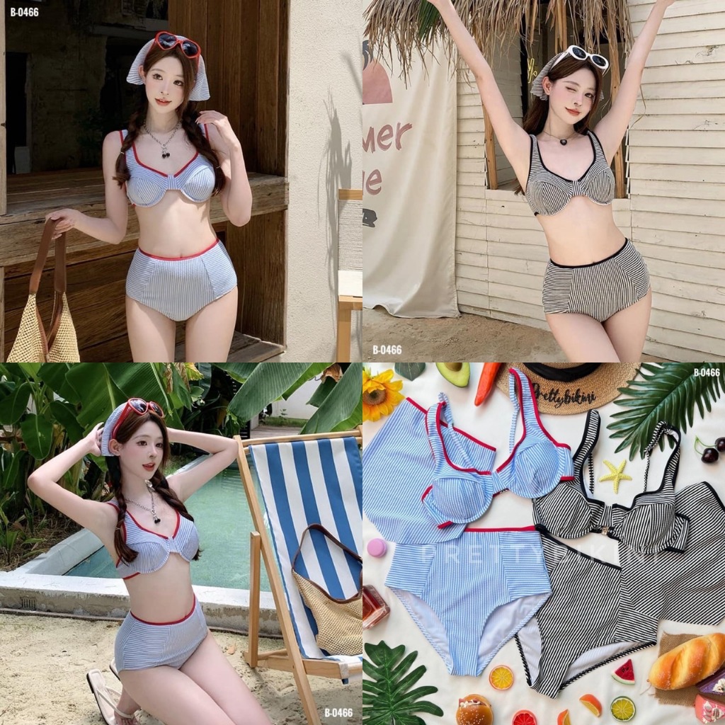 B-0466👉 ชุดว่ายน้ำ ทูพีช เอวสูง น้องใหม่น่ารักสดใส เกาหลีเกาใจสุดๆเลยค่ะ