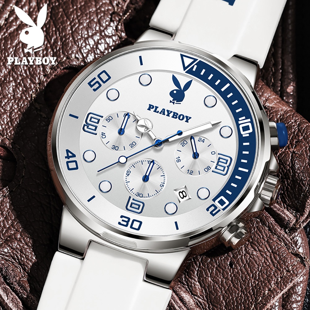 PLAYBOY  สปอตสินค้า นาฬิกาข้อมือ ยาง สายนาฬิกา กันน้ำ กีฬา หนุ่มสาว แฟชั่น สำหรับผู้หญิงและผู้ชาย  รับประกัน 3 ปี