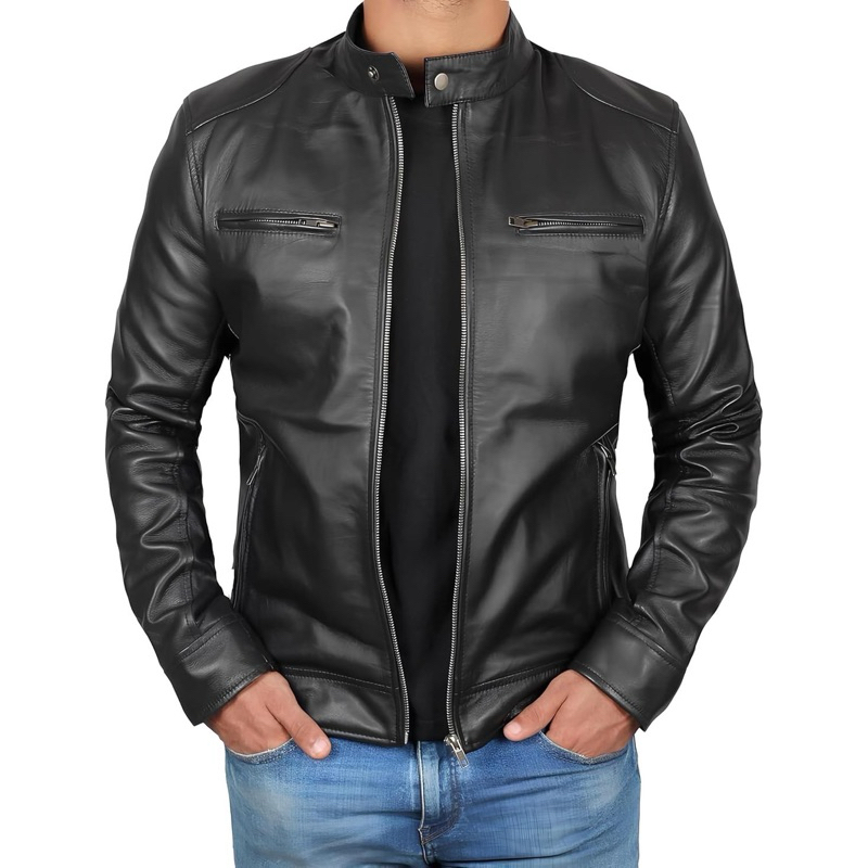 Jacket หนัง PU ชาย Biker