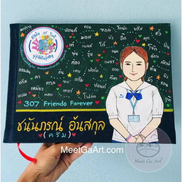 พรีออเดอร์ | เฟรนด์ชิพปกแข็งขนาดใหญ่ วาดแบบกระดานดำ ขนาด 22.5x32 cm สมุดปกยีนส์ ไม่มีเส้น สมุดทำมือ 