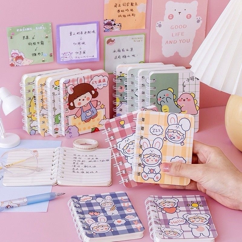 (ราคาต่อ1ชิ้น)สมุดจดบันทึกสันห่วง A7 เลือกลายได้ มีลายเส้น สมุดโน้ต ปกลายการ์ตูน น่ารัก 80แผ่น
