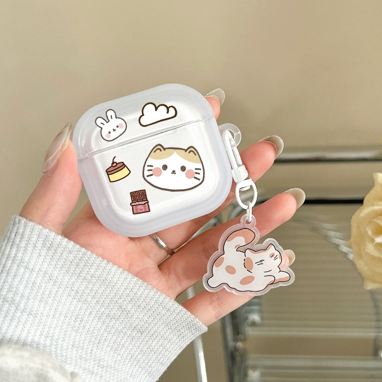 จัดส่งภายใน24ชม AirPods4 กรณี แมวน่ารัก ขนม เหมาะสําหรับ AirPods 3 2 1 Pro Pro2 gen3 หูฟังป้องกันกรณ