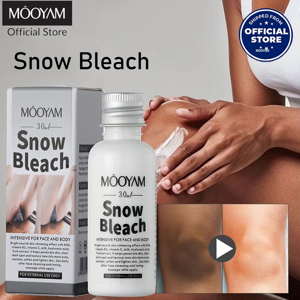MOOYAM Snow Bleach ครีมเพิ่มความขาวให้ต้นขาด้านในรักแร้หัวเข่าให้ความชุ่มชื้นโลชั่นทาตัวทำให้ผิวสีเมลานินกระจ่างใส 30ml