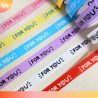 เทป for you:) หน้ายิ้ม🙂 15 มม. 45 หลา (ม้วน)💙💜🩷❤️🤍💛 ติดกล่องขนม เบเกอร์รี่ เทป For u