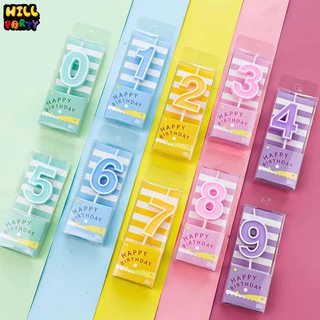 เทียนวันเกิดตัวเลขสีพลาสเทล 0-9 เทียนตกแต่งเค้กวันเกิด