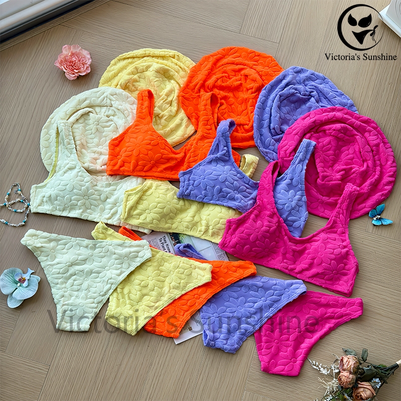 ชุดว่ายน้ำผู้หญิง เซ็ต2ชิ้น ชุดบิกินี่+หมวก สไตล์เซ็กซี่ ชายหาด ผ้าคุณภาพสูง#0379