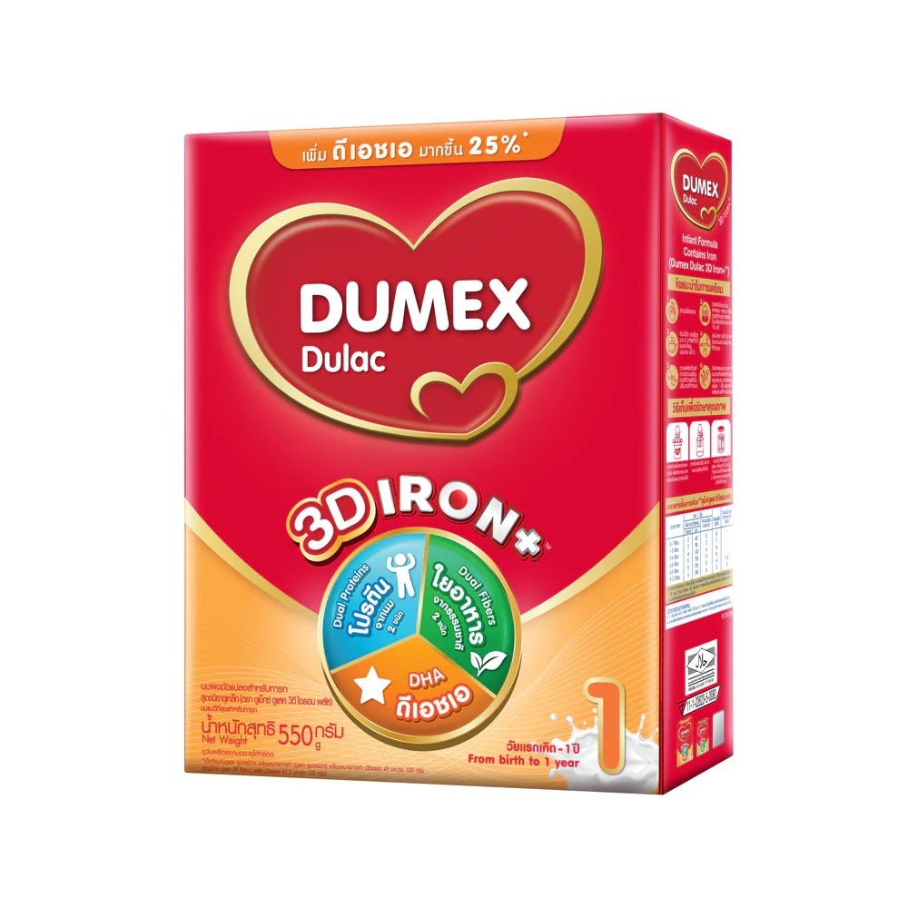 นมผง ดูเม็กซ์สูตร1 ดูแลค ไอรอนพลัส 550 กรัม นมผงเด็กแรกเกิด-1ปี นมผง Dumex Dulac นมผงดูแลค