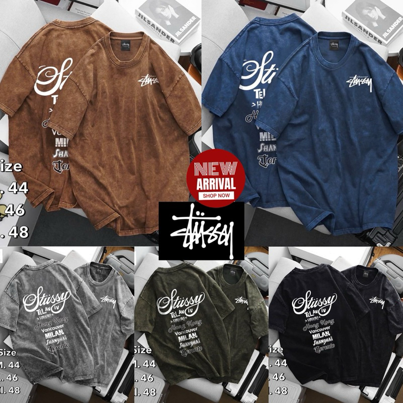 เสื้อยืดแขนสั้นคอกลมผ้ากึ่งฟอก Stussy เสื้อยืดคอกลม cotton งานสวย ตรงปก ส่งไว