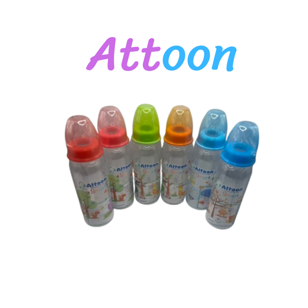 Attoon ขวดนม 8 ออนซ์ ลายการ์ตูนน่ารัก(ฝากลม)