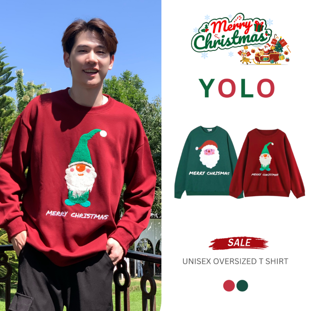 YOLO เสื้อกันหนาวแขนยาว เสื้อสเวตเตอร์คริสมาส ทรงหลวม CGR12