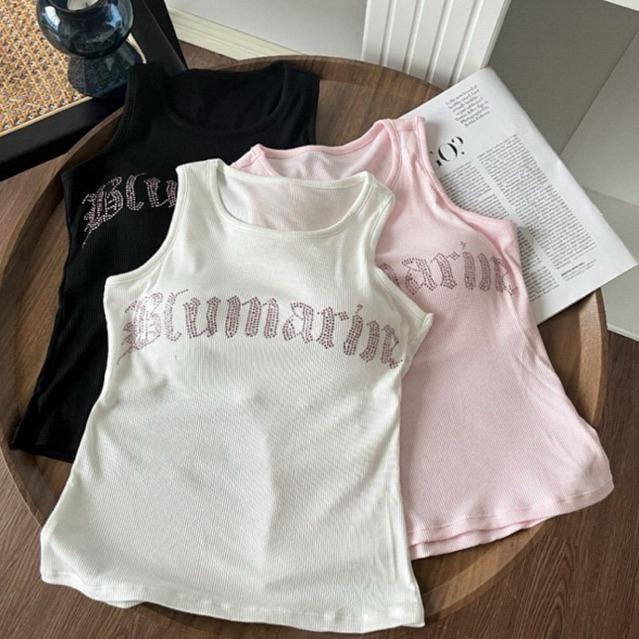 เสื้อกล้าม ผู้หญิง มีฟองน้ำในตัว ดีเทลมีเพชรกริ้ตเตอร์ พร้อมส่งในไทย ตัวนี้น่ารักมากกแมชชิ่งง่าย สไตล์พี่สาวจีนของจริง