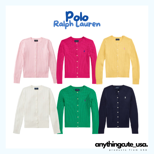 (พร้อมส่ง จาก 🇺🇸) Polo Ralph Lauren Mini-Cable Cotton Cardigan ของแท้สแกนได้