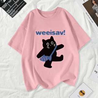เสื้อยืดผู้หญิงแฟชั่นสาวลายการ์ตูนน่ารักฤดูร้อนเสื้อผ้าแฟชั่นส่วนเกาหลีสวมใส่สบายมาก#A163