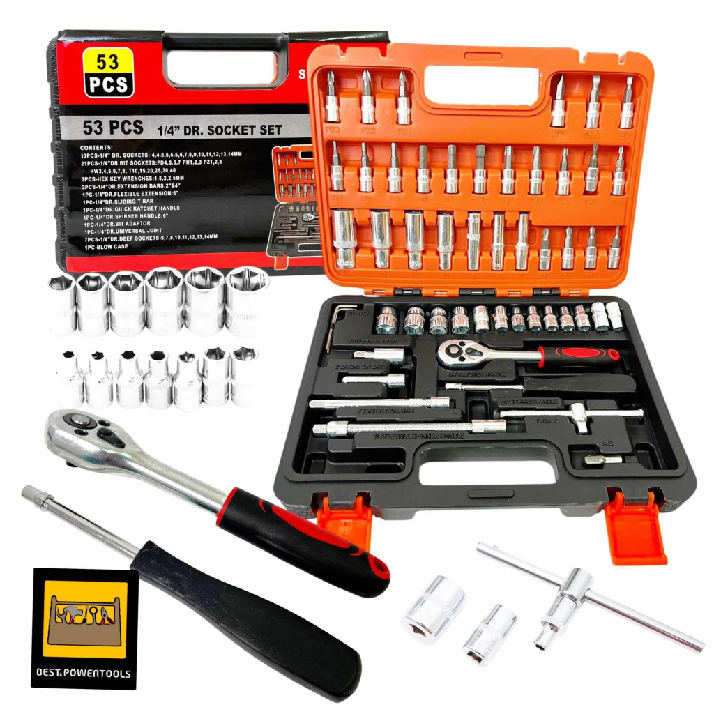 ชุดเครื่องมือ ประแจ ชุดบล็อก 53 ชิ้น ขนาด 1/4 Socket Set CR-V แท้
