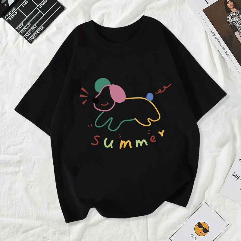 เสื้อยืดผู้หญิงแฟชั่นสาวลายการ์ตูนน่ารักฤดูร้อนเสื้อผ้าแฟชั่นส่วนเกาหลีสวมใส่สบายมาก#A168