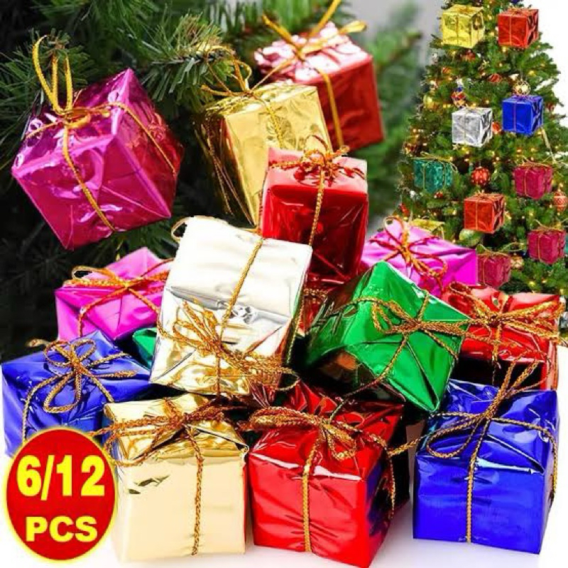 กล่องของขวัญขนาดใหญ่ตกแต่งต้นคริสต์มาส(แพ็ค 12/6 กล่อง)คละสี