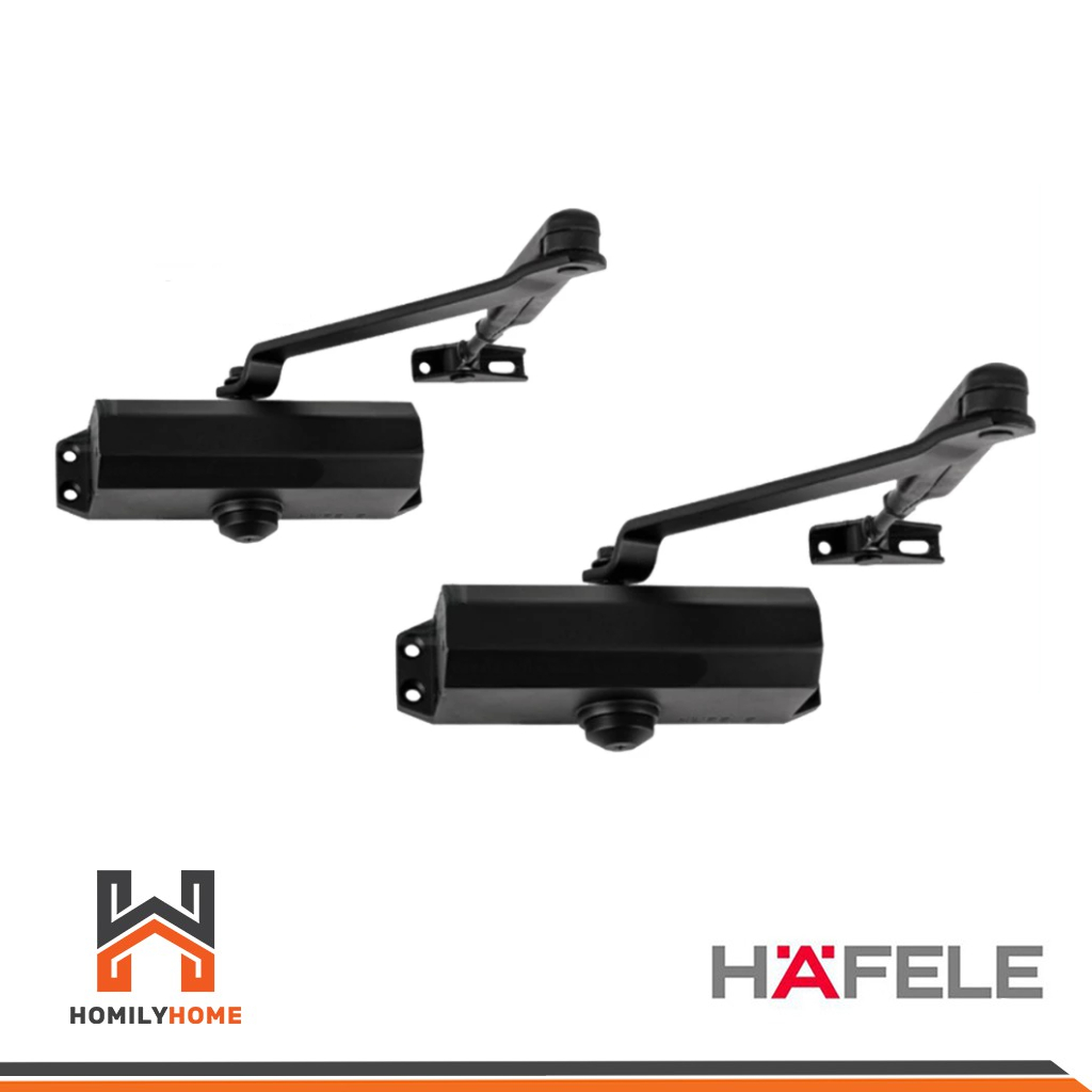 HAFELE โช๊คอัพประตู รุ่นแขนตั้งค้างได้ รุ่น 489.30.027 EN2 รุ่น 489.30.028 EN3 สีดำด้าน