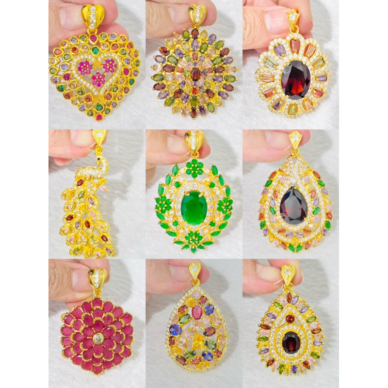 จี้พลอยนพเก้า จี้เพรชแฟชั้น จี้ใส่สร้อย จี้สวยๆ งานฝังเพชร ใส่ติดตัว