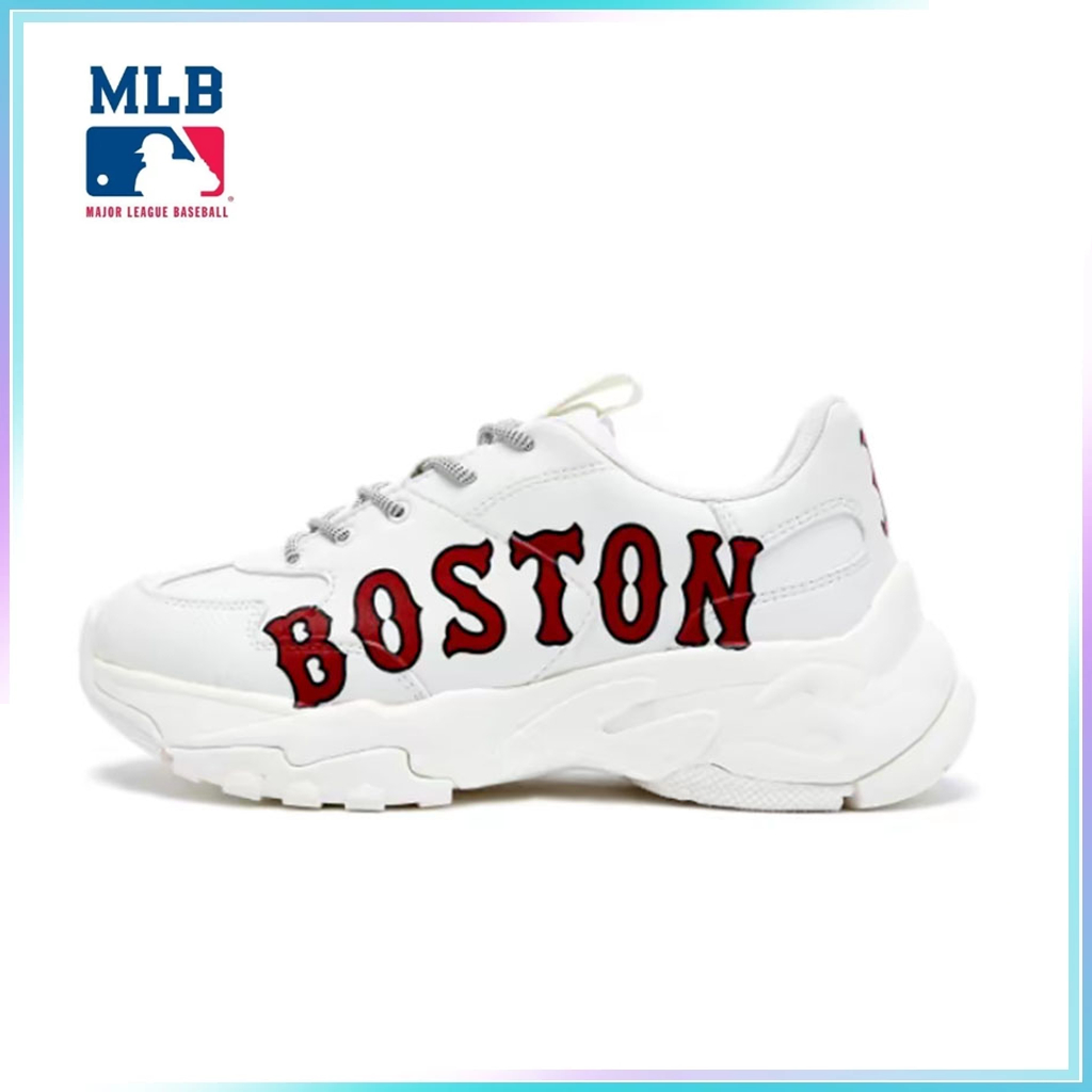 【ของแท้% 100】MLB Big Ball Chunky trend Red and white color scheme sneakers สหพันธรัฐสหรัฐอเมริกา
