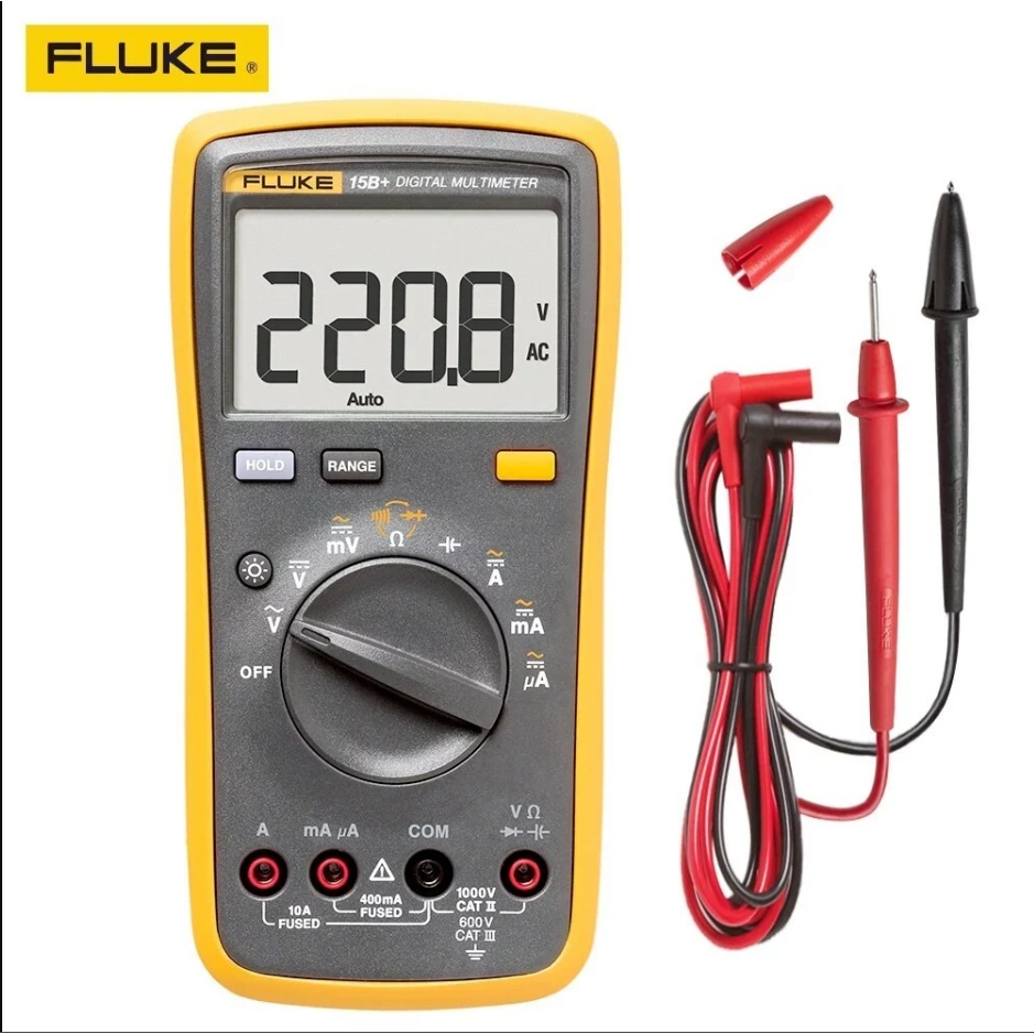 มัลติมิเตอร์ดิจิตอล ยี่ห้อFluke 15B max-01/in มัลติมิเตอร์ดิจิตอล ระดับมืออาชีพ มาตรฐานความปลอดภัย CATIII 1000V