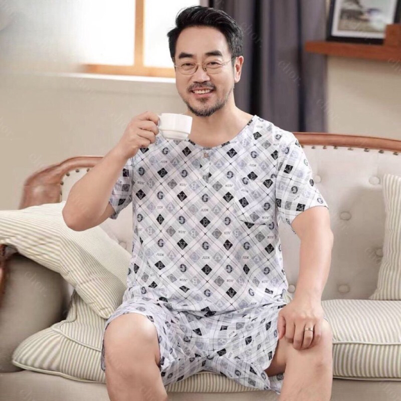 ชุดนอนคอตตอนไซส์จัมโบ้ คอกลมมีกระดุม XL/XXL/3XL ผ้านุ่มเบาสบาย สวมใส่ได้ทั้งชายและหญิง Clothing ผู้ชาย Man