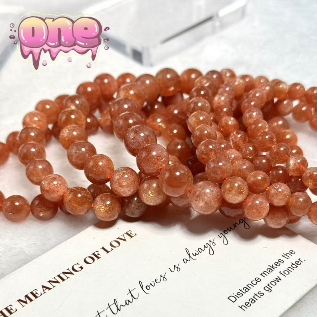 กำไลหิน "ซันสโตน : Sunstone" แท้ 100% ขนาด 4-5mm ทรงลูกบาศก์ หินนำโชค หินมงคล หินแท้