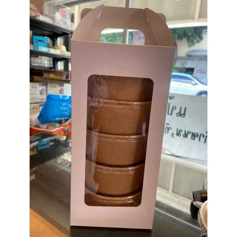[เซต]ปิ่นโต5ชั้น ชามคราฟ750ml +กล่องขาว *ชามเข้าเวฟได้*