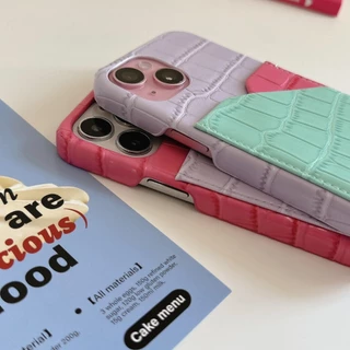[i17] ส่งด่วน⭐️5โทนสี R1858 เคสหนังใส่บัตร โทนสีพาสเทล เคสไอโฟน สำหรับ iPHONE i11-17Promax