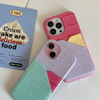 [i17] ส่งด่วน⭐️5โทนสี R1858 เคสหนังใส่บัตร โทนสีพาสเทล เคสไอโฟน สำหรับ iPHONE i11-17Promax