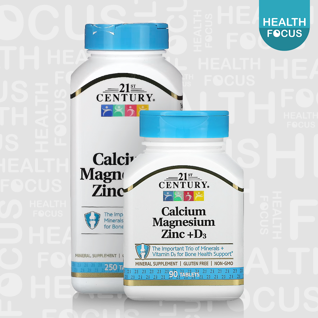 [พร้อมส่ง] 21st Century Calcium Magnesium Zinc + D3 แคลเซียม แมกนีเซียม ซิงค์ วิตามินดี3 [HealthFocus]