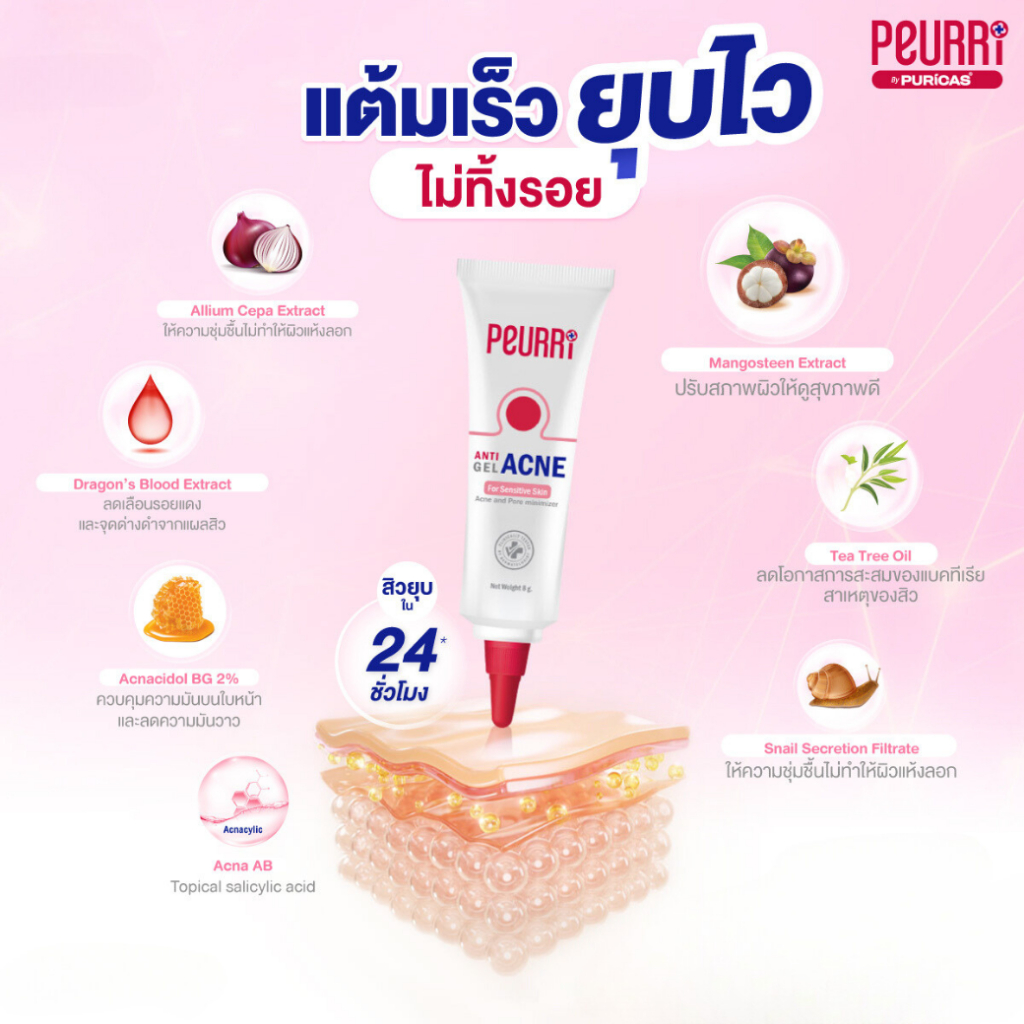[Good Bye Acne ] PEURRi By Puricas Acnerization Toner 100ml + Anti Acne Gel 8g ราคา ถูกที่สุด ดีลบีเคเค แกลเลอรีภาพที่ 7