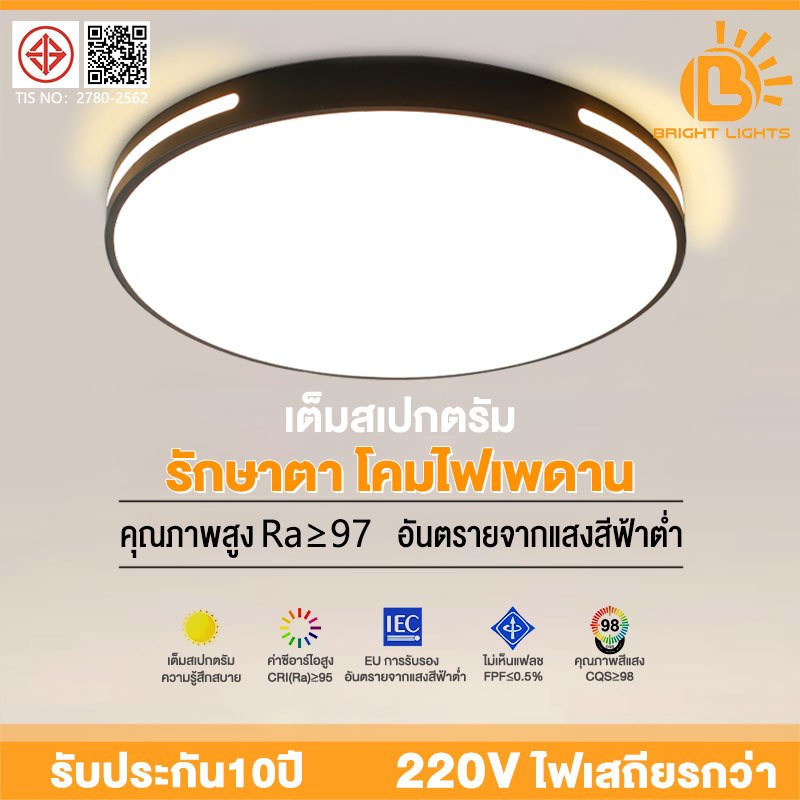 โคมไฟเพดาน LED ไฟเพดาน ไฟติดเพดาน ไฟห้องนอน ปรับแสงได้ รีโมทคอนโทรล 3สี ห้องนอน รับประกัน