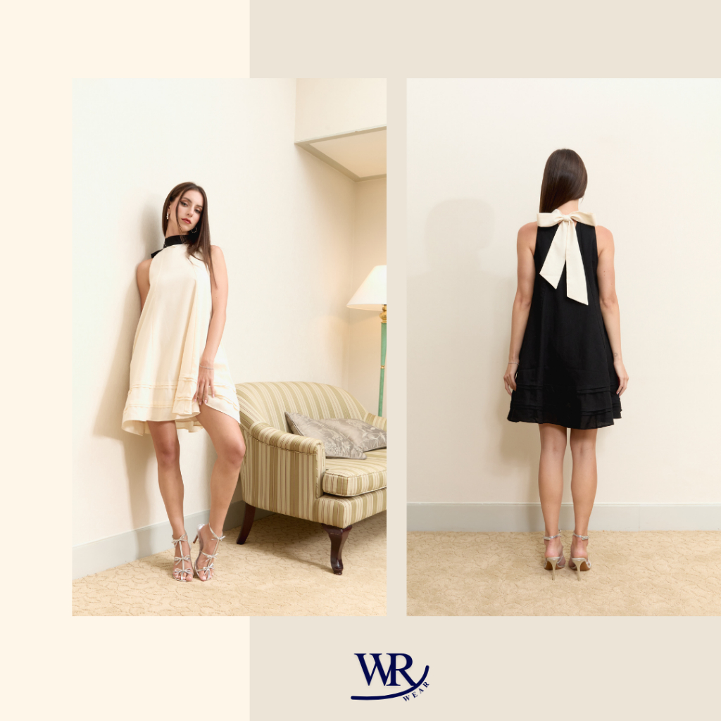 Wry Wear - Ava Dress เดรสสั้นทรงเต็นท์ พร้อมโบว์ผูกคอด้านหลัง