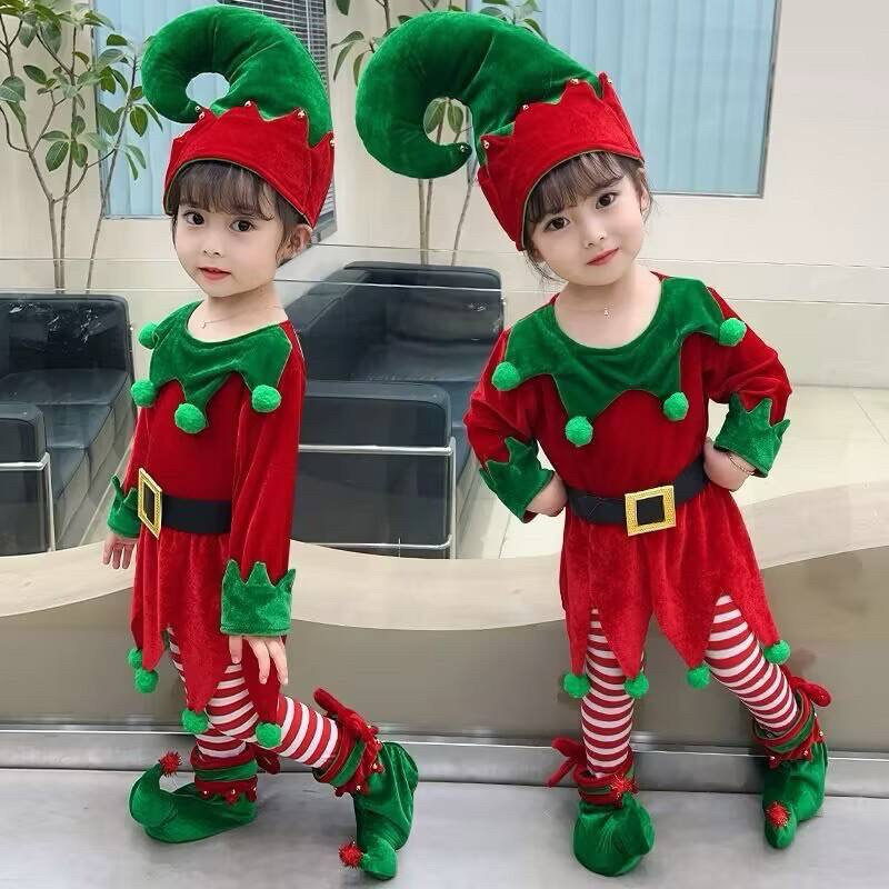 ชุดเอลฟ์เด็กผู้หญิงแถมฟรีหมวกและถุงเท้า