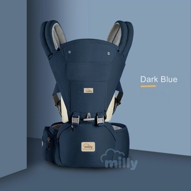 Milly เป้อุ้มเด็ก 6 in 1 ผ้าคอตตอน100% เกรดพรีเมี่ยม แถมฟรี* ผ้าซับน้ำลาย 3 ชิ้น + หมวกกันแดด Baby H