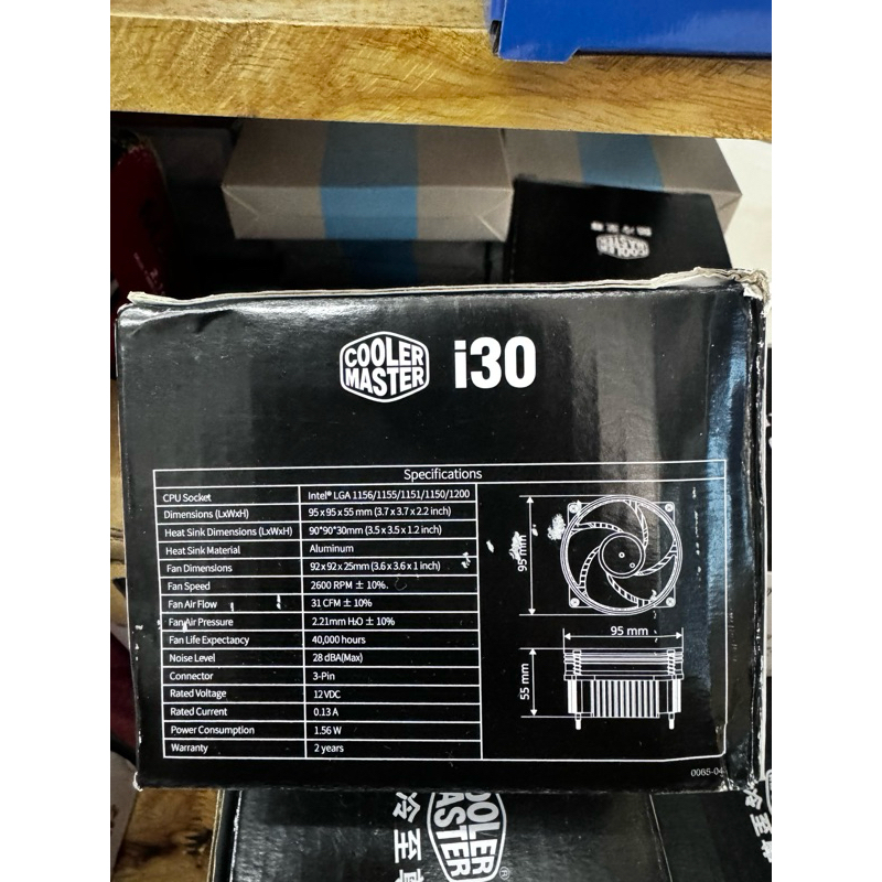 พัดลมCPU intel i30 LGA  1155/1156/1151/1150/1200  หัว3pin