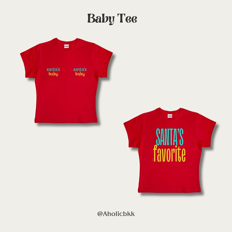 AHOLICBKK | [พร้อมส่ง] เสื้อทรง BABY TEE SANTA'S